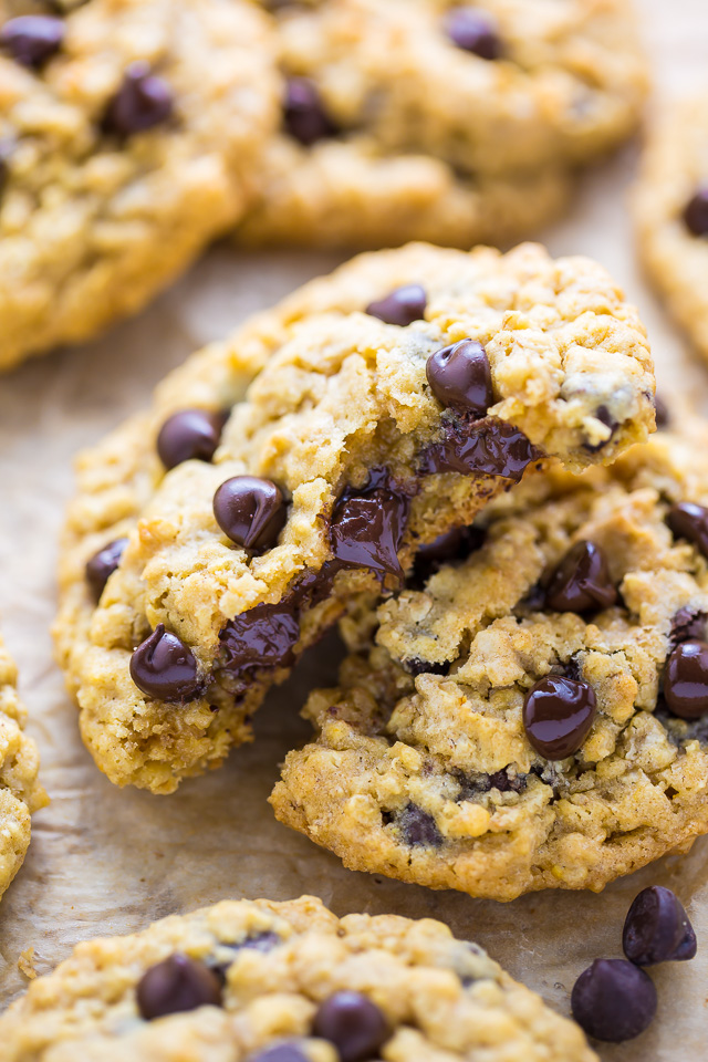 Chewy Oatmeal Chocolate Chip Cookies - Baker by Nature