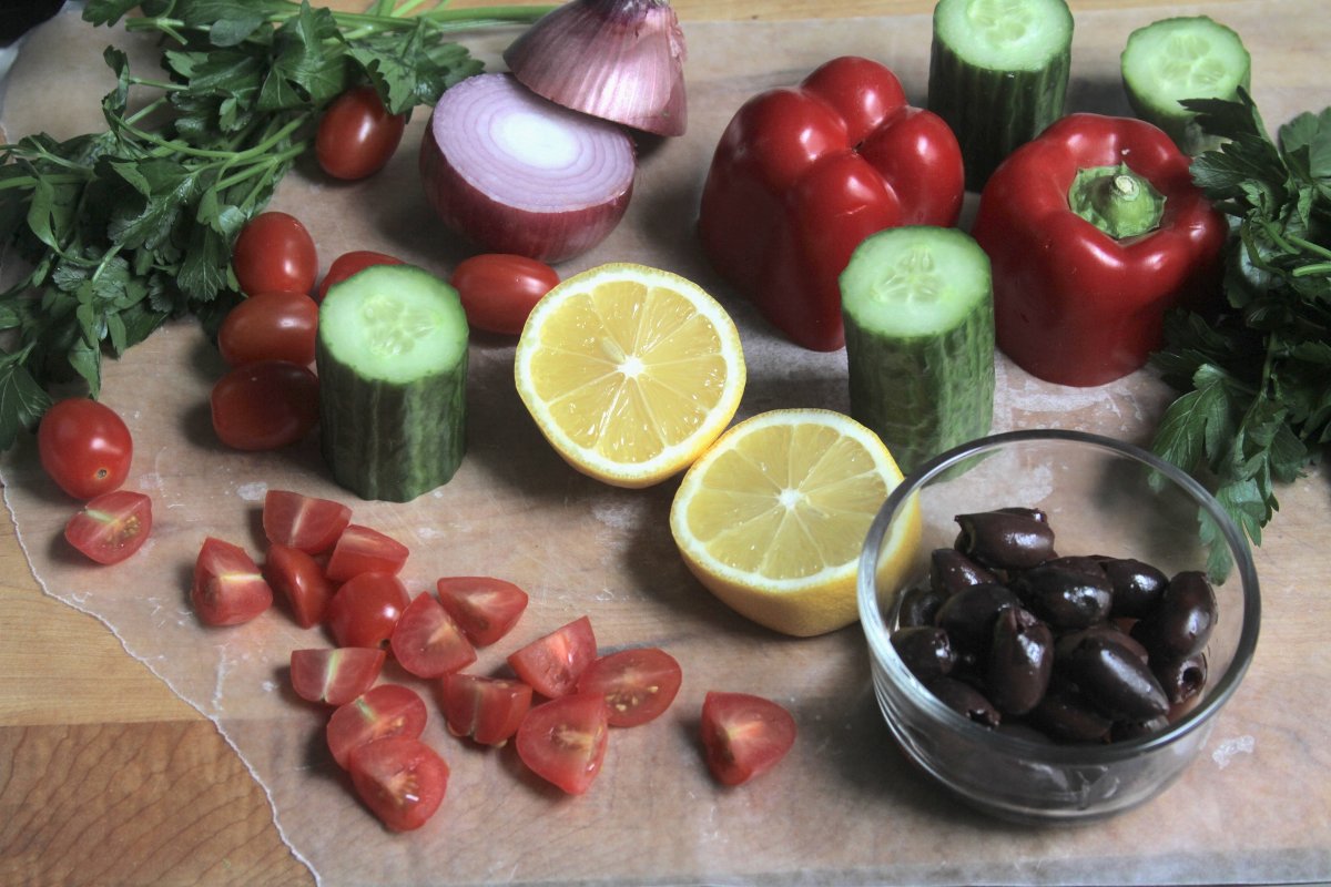 Greek Chickpea Salad in Kalamata Olive Vinaigrette Baker by Nature