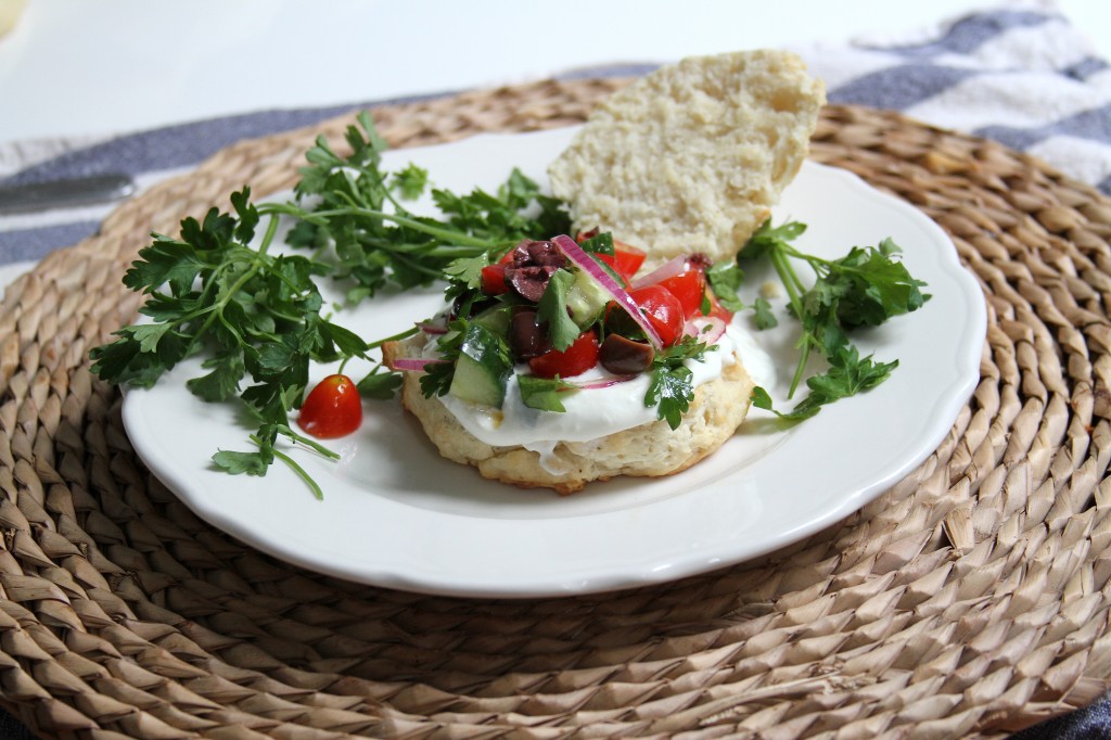 Greek Salad Shortcakes with Whipped Feta