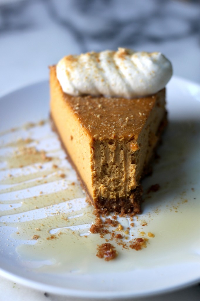 Pumpkin Ricotta Cheesecake with Brown Butter Crust and Grand Marnier Whipped Cream