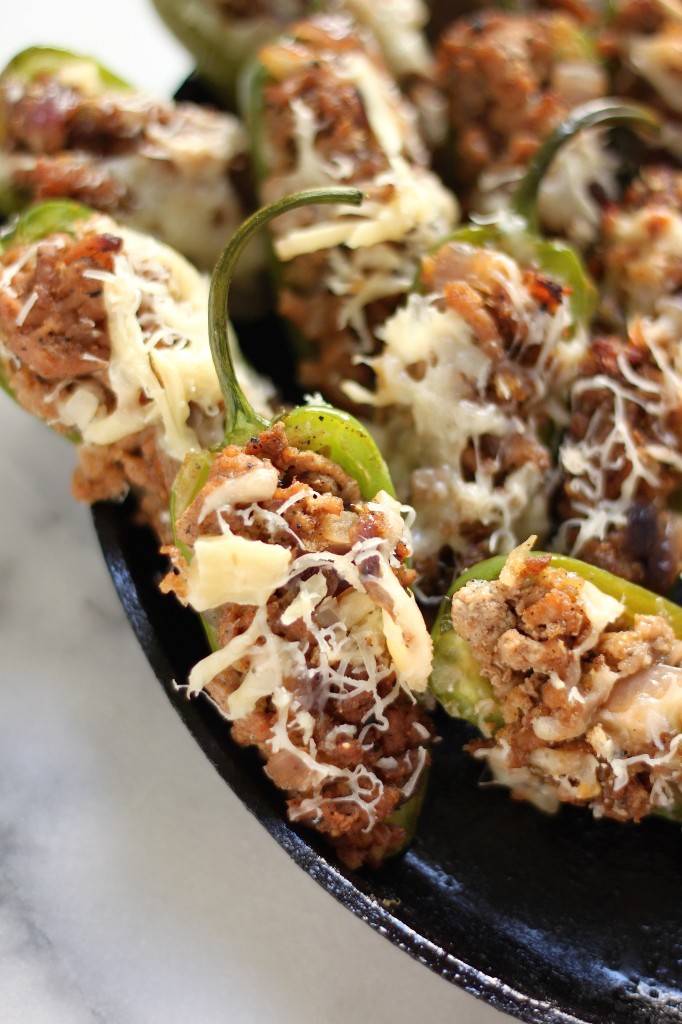 Caramelized Onion & Gruyere Turkey Burger Stuffed Jalapeños Baker by