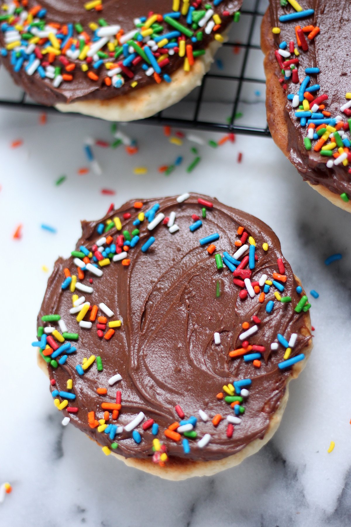 Giant Yellow Birthday Cake Cookies with Chocolate Nutella Buttercream