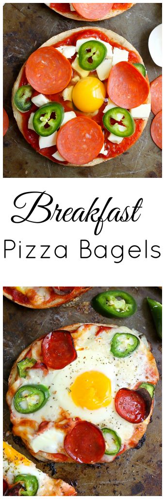 Breakfast Pizza Bagels! - Baker by Nature