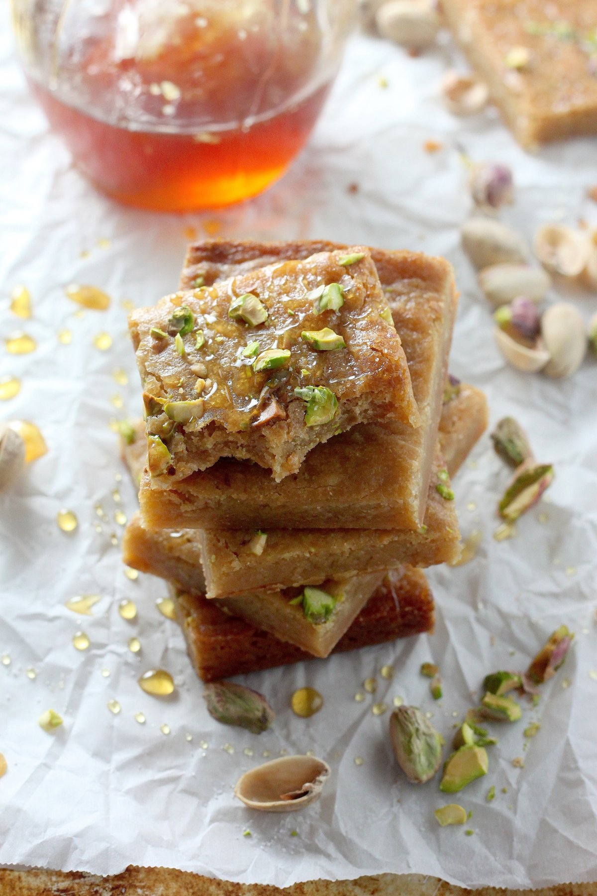 Brown Butter and Honey Pistachio Cookie Bars Baker by Nature