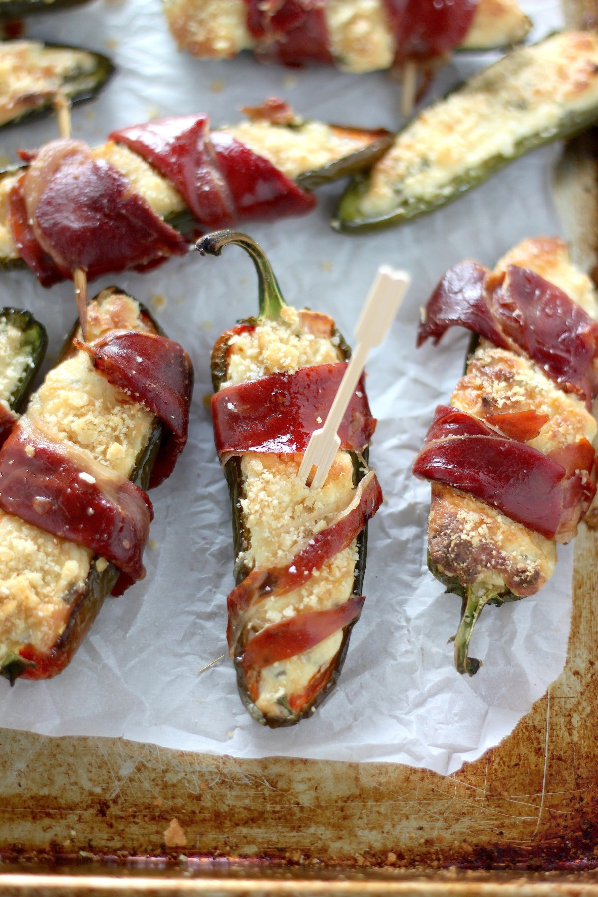ProsciuttoWrapped Four Cheese Stuffed Jalapeños Baker by Nature