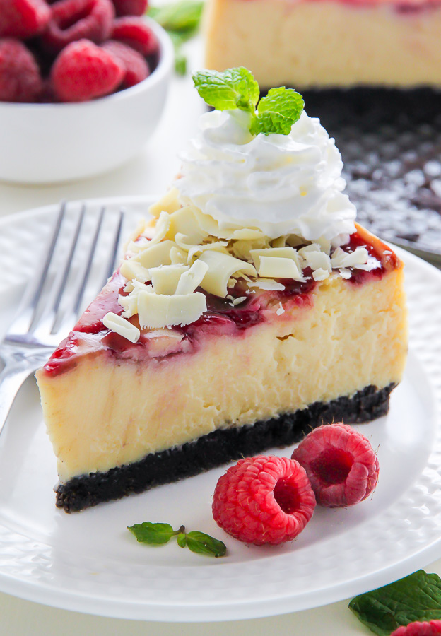 Raspberry Swirl Cheesecake Slice