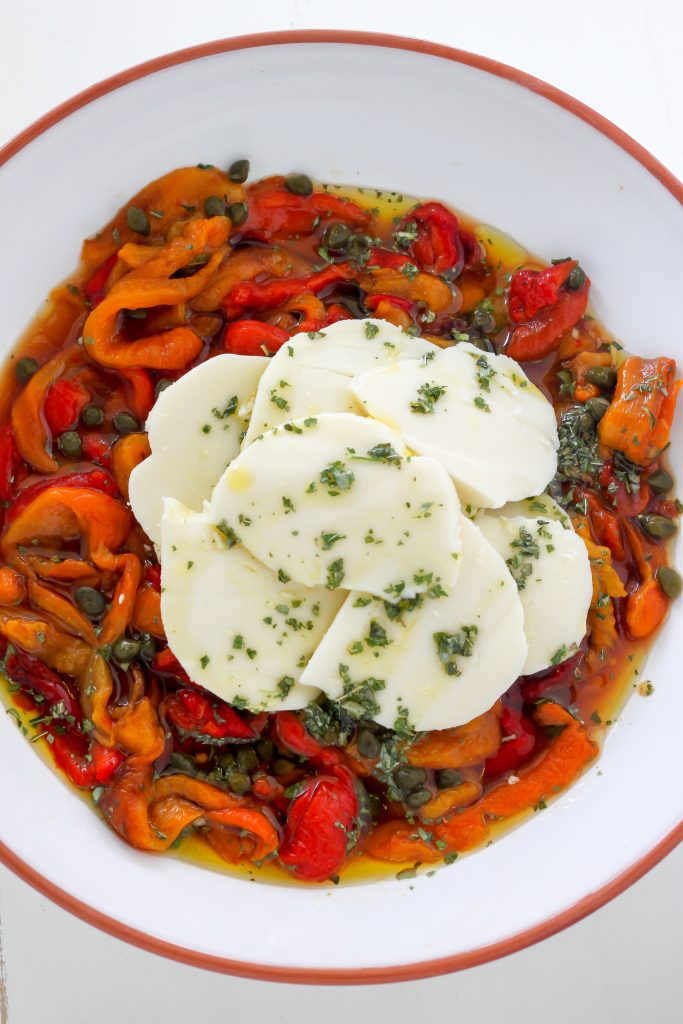 Roasted Peppers with Capers and Mozzarella