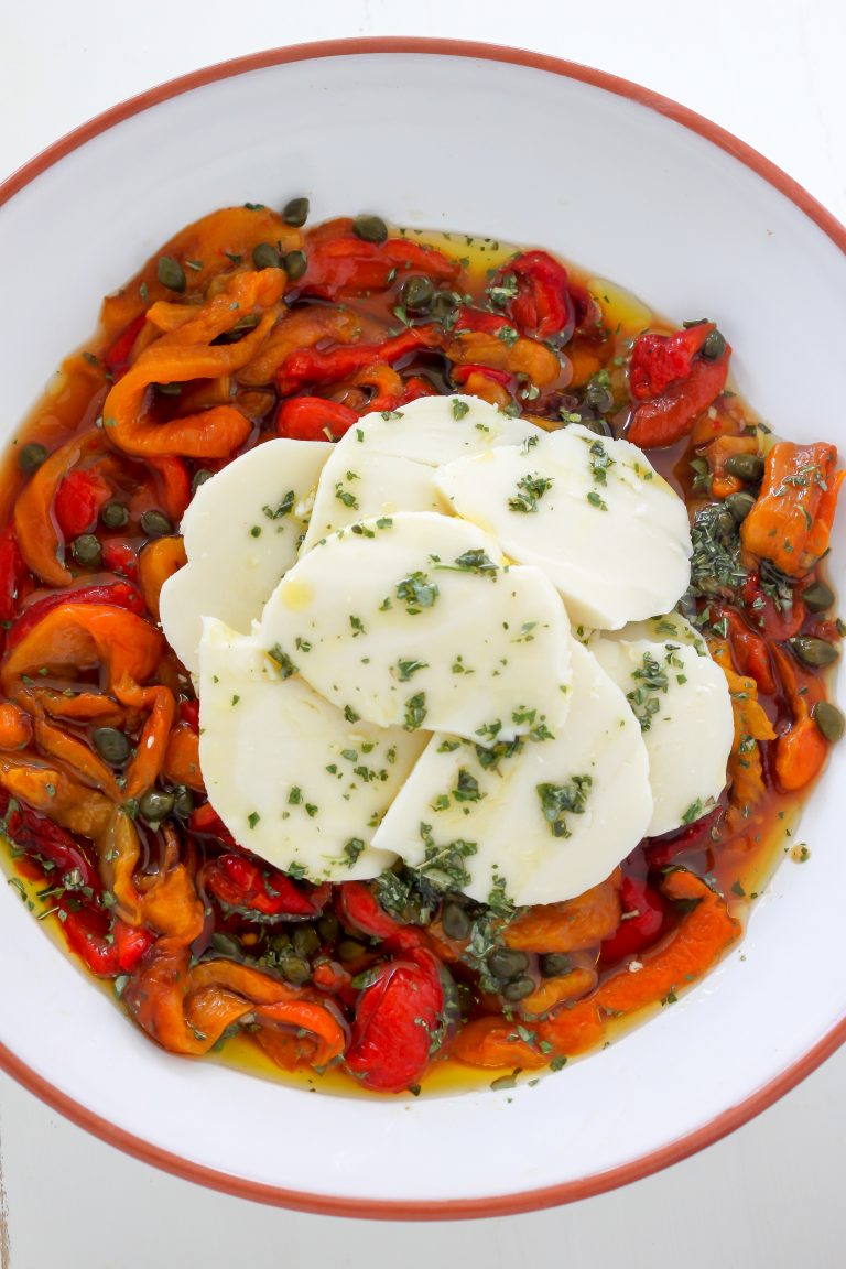 Roasted Peppers with Capers and Mozzarella Baker by Nature