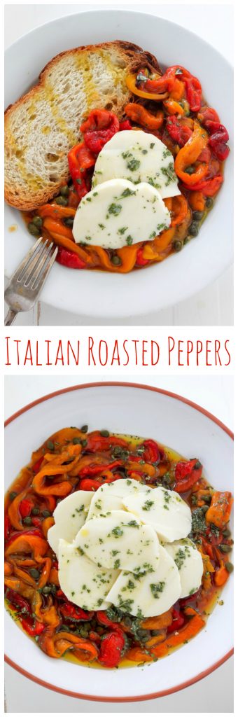 Flavorful roasted peppers are tossed with capers and fresh mozzarella - the perfect Summer salad!