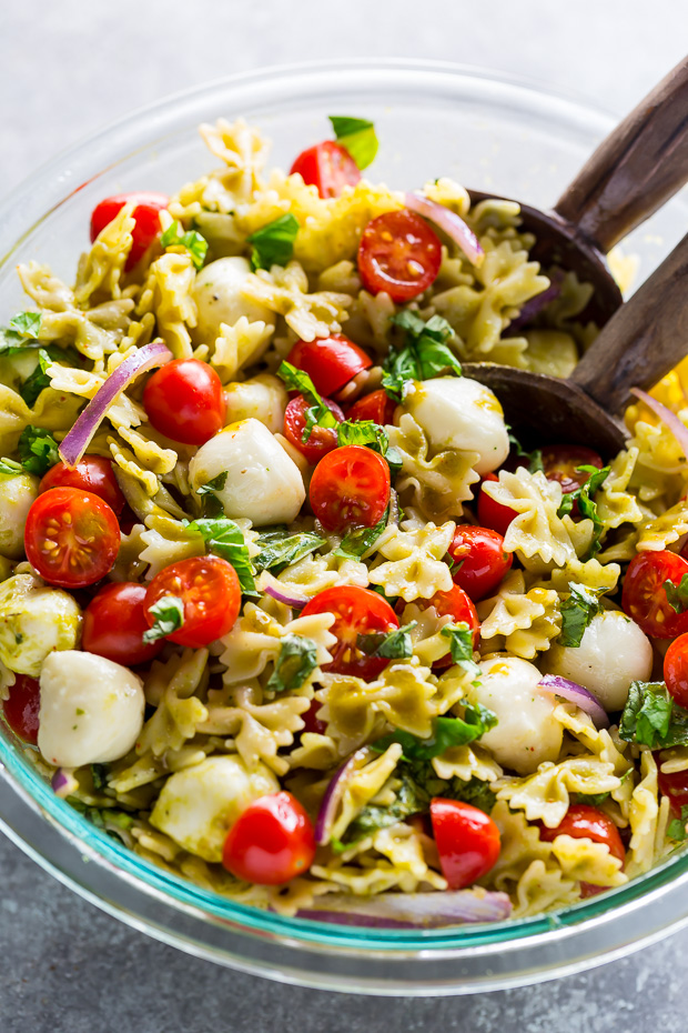 20-Minute Tomato, Basil, and Mozzarella Pasta Salad - Baker by Nature