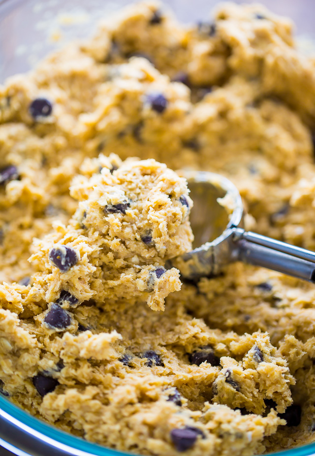 Thick and Chewy Oatmeal Chocolate Chip Cookies! So easy to make in less than 30 minutes. 