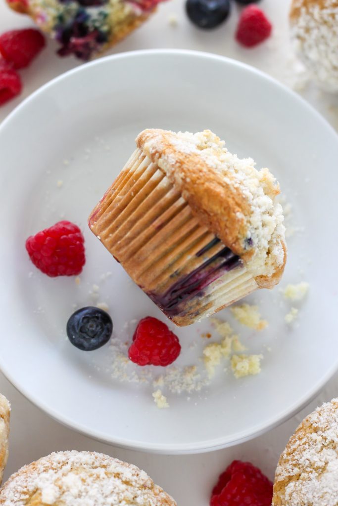 Blueberry-Raspberry Muffins with Streusel Topping