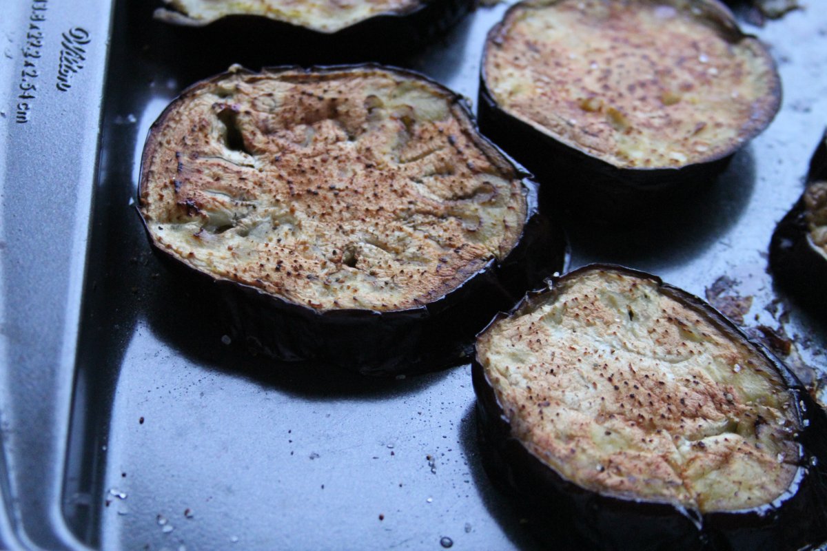 Roasted Eggplant with Tomatoes and Mint - Baker by Nature