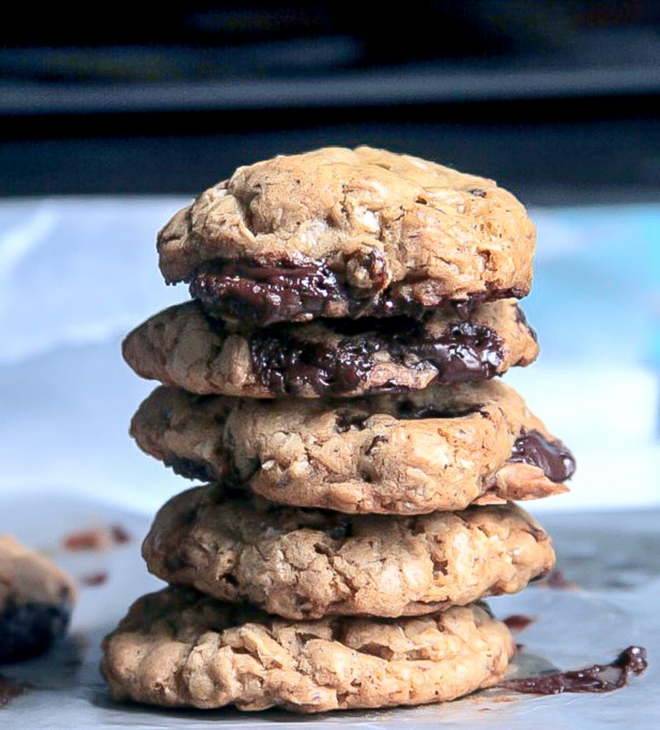 Browned Butter Oatmeal Molasses Cookies with Golden Raisins and Dark Chocolate Chunks