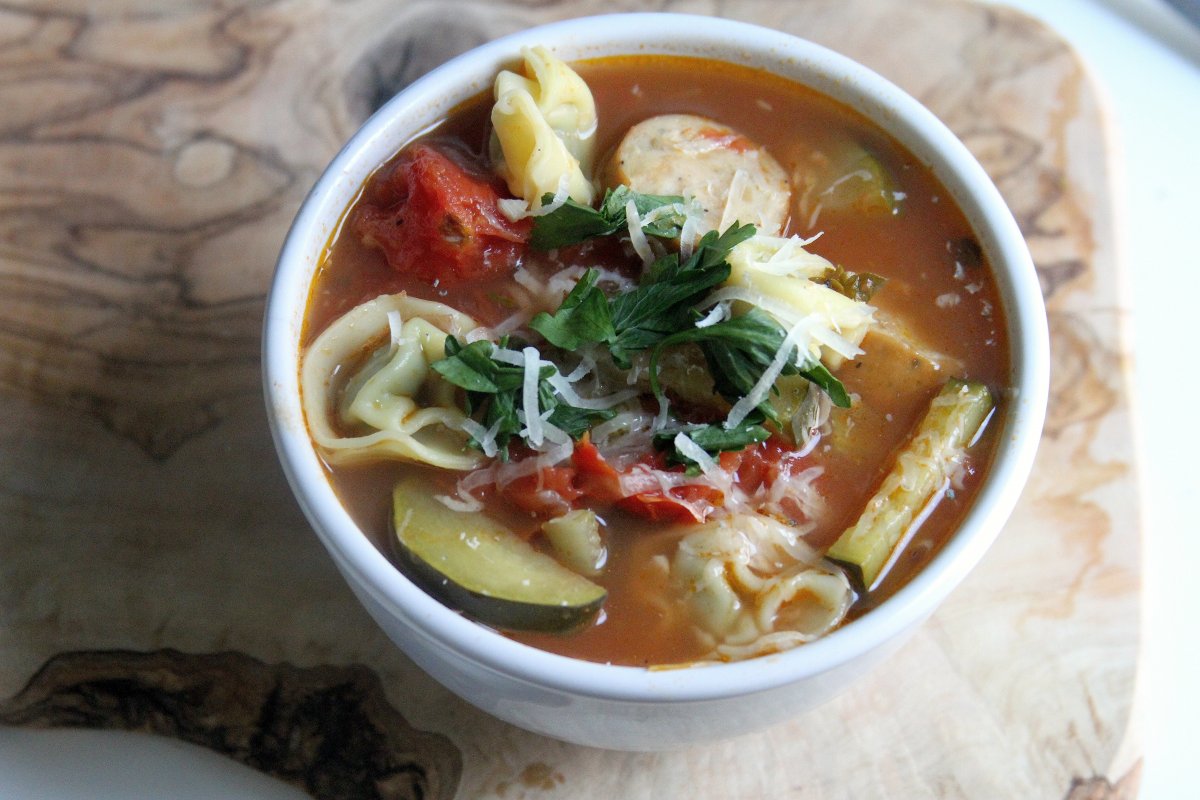 Sausage and Tortellini Soup - Baker by Nature