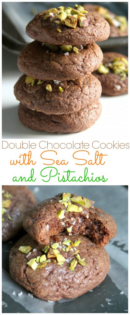 Double Chocolate Cookies with Sea Salt and Pistachios