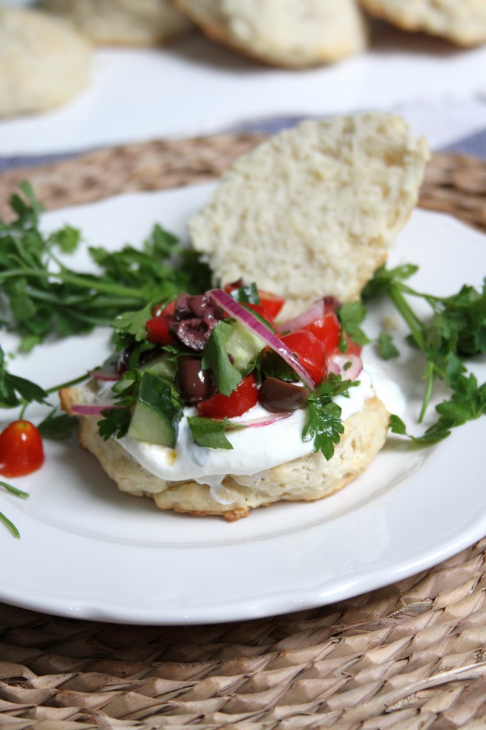 Greek Salad Shortcakes with Whipped Feta