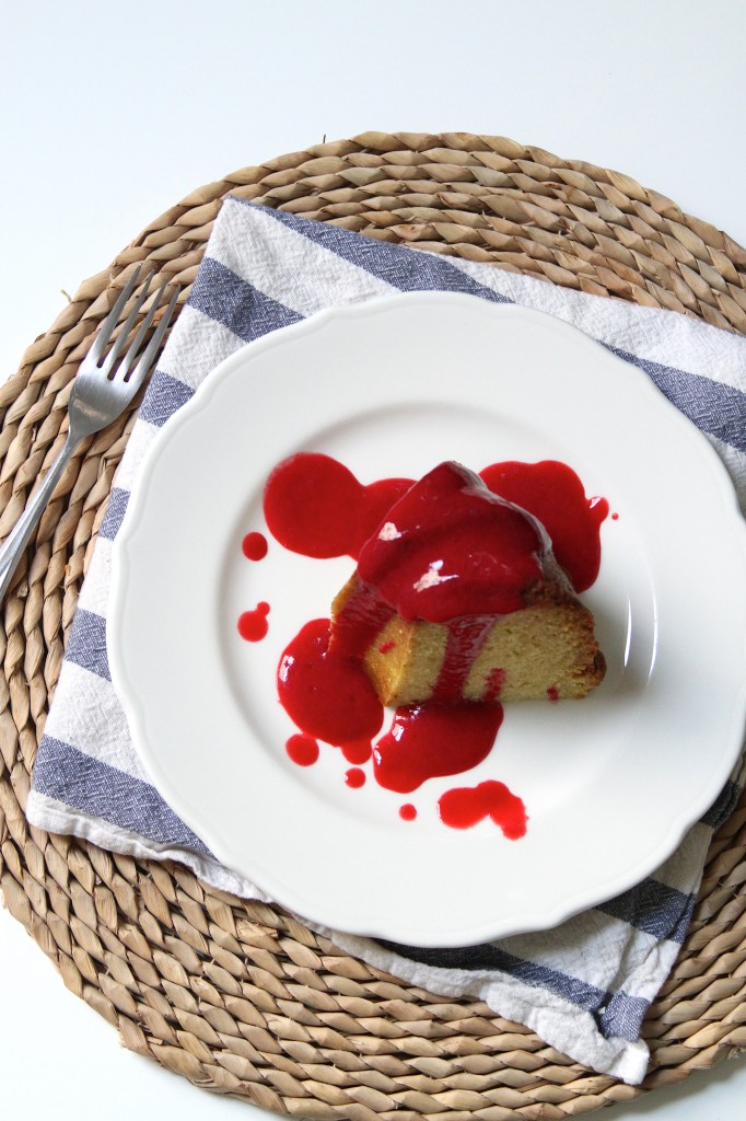 Lime Bundt with Raspberry Sauce