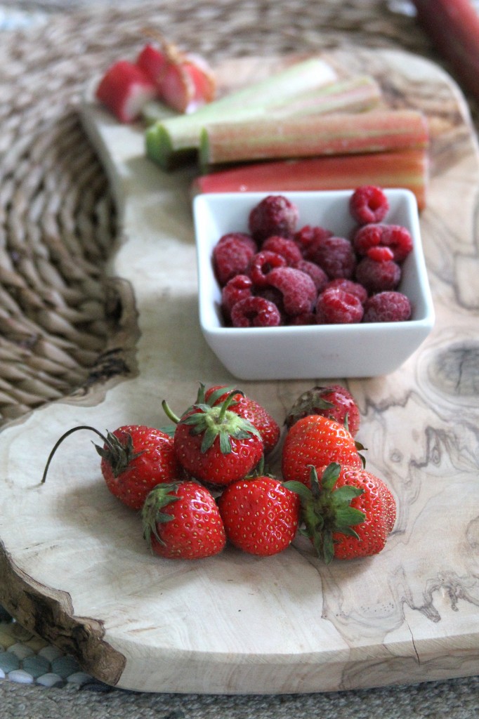 Strawberry-Raspberry-Rhubarb Buckle