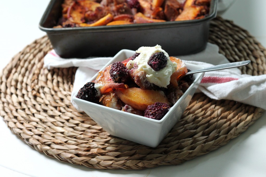 Fresh Peach & Blackberry Bread Pudding