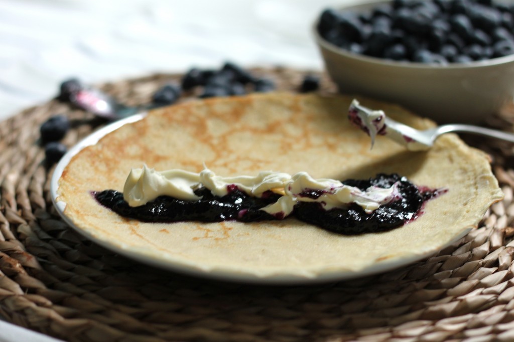 Brown - Butter Crepes with Fresh Blueberry Jam & Mascarpone Cheese