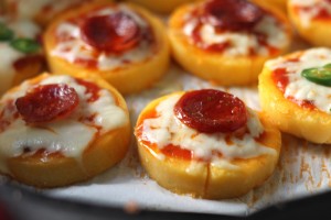 Pepperoni Polenta Pizza Bites - Baker by Nature