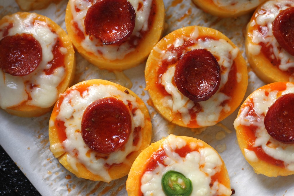 Pepperoni Polenta Pizza Bites