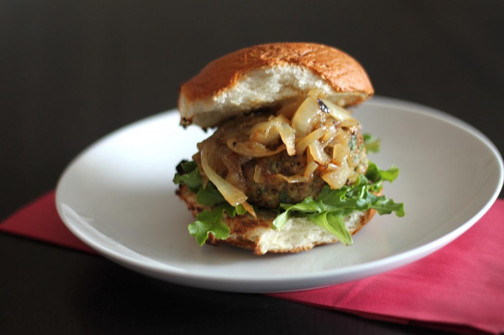 Arugula Apple Turkey Burgers With Caramelized Onions Baker By Nature
