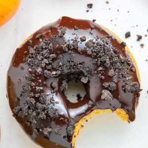 (Baked) Brown Butter Pumpkin Doughnuts with Espresso Chocolate Glaze