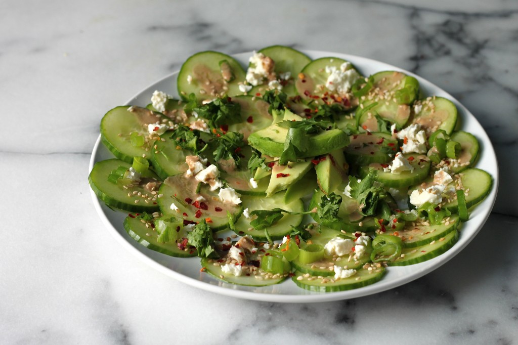 Cucumber & Avocado Carpaccio with Soy Ginger Dressing 