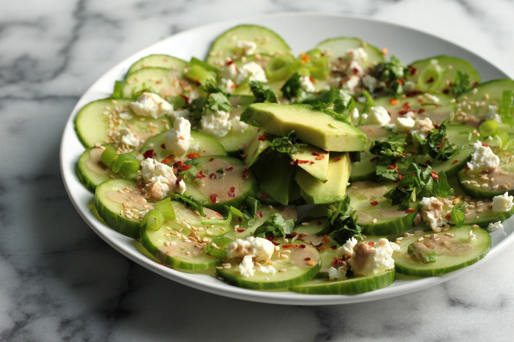 Cucumber & Avocado Carpaccio with Soy Ginger Dressing 