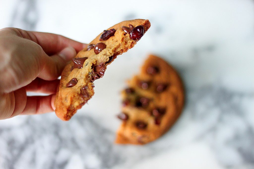 Whole Wheat Cranberry Ginger Chocolate Chip Cookies