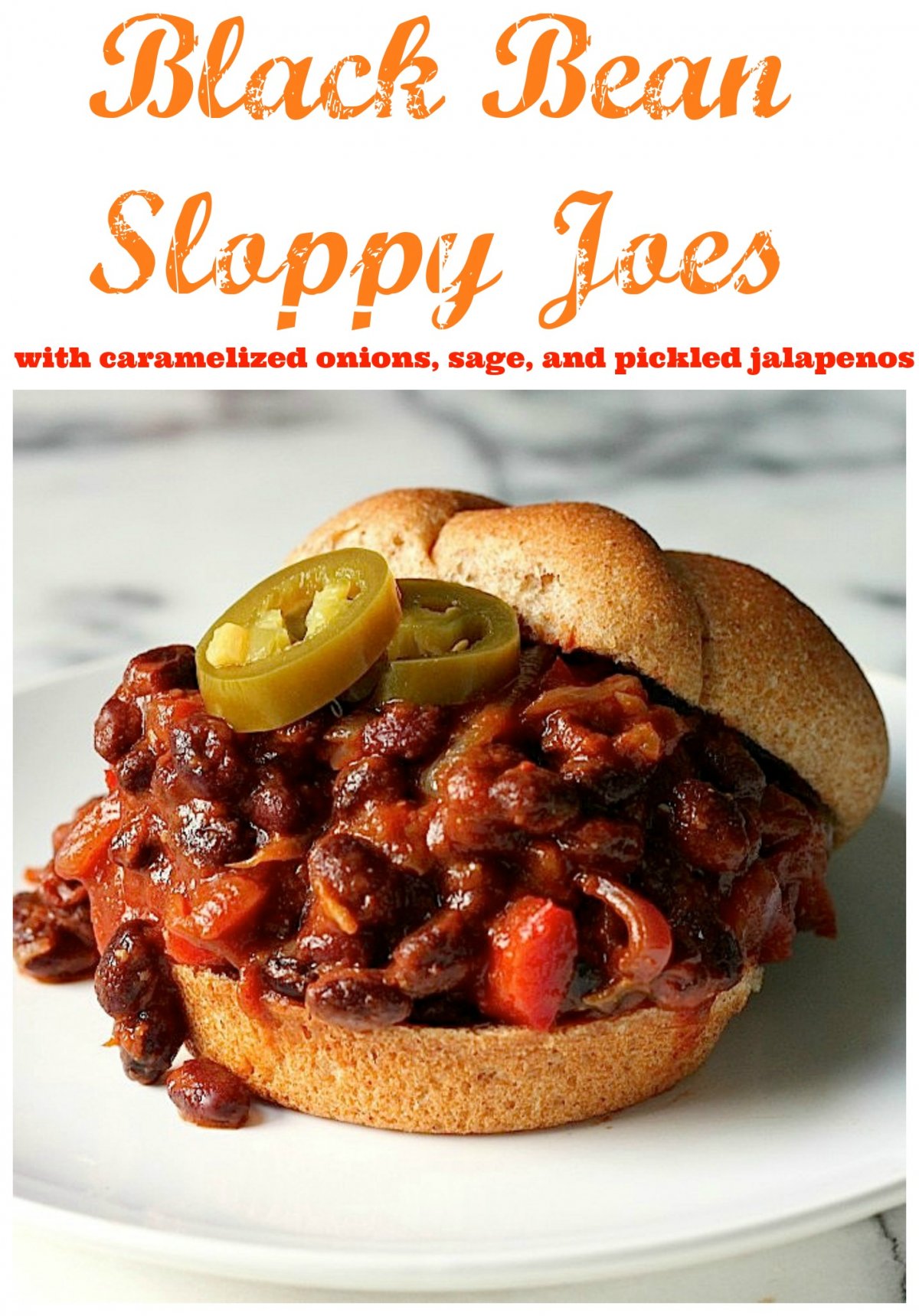 Black Bean Sloppy Joes with Caramelized Onions, Sage, and Pickled