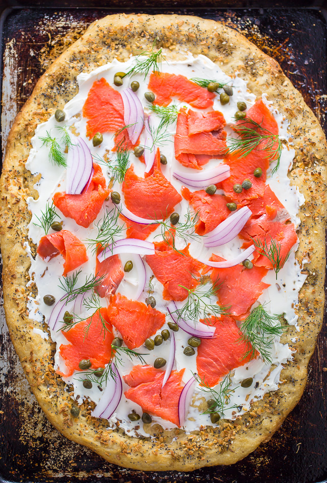 This Loaded Everything Bagel & Lox Pizza is brunch perfection! 