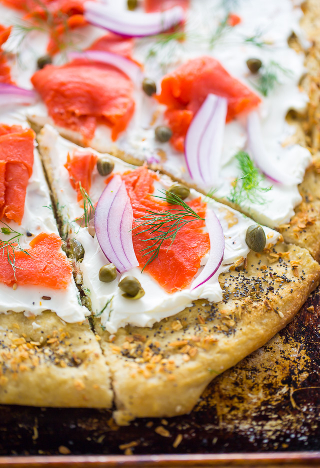 This Loaded Everything Bagel & Lox Pizza is brunch perfection! 