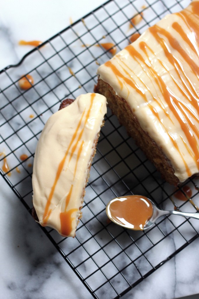 Brown Butter Eggnog Pound Cake with Salted Caramel Buttercream