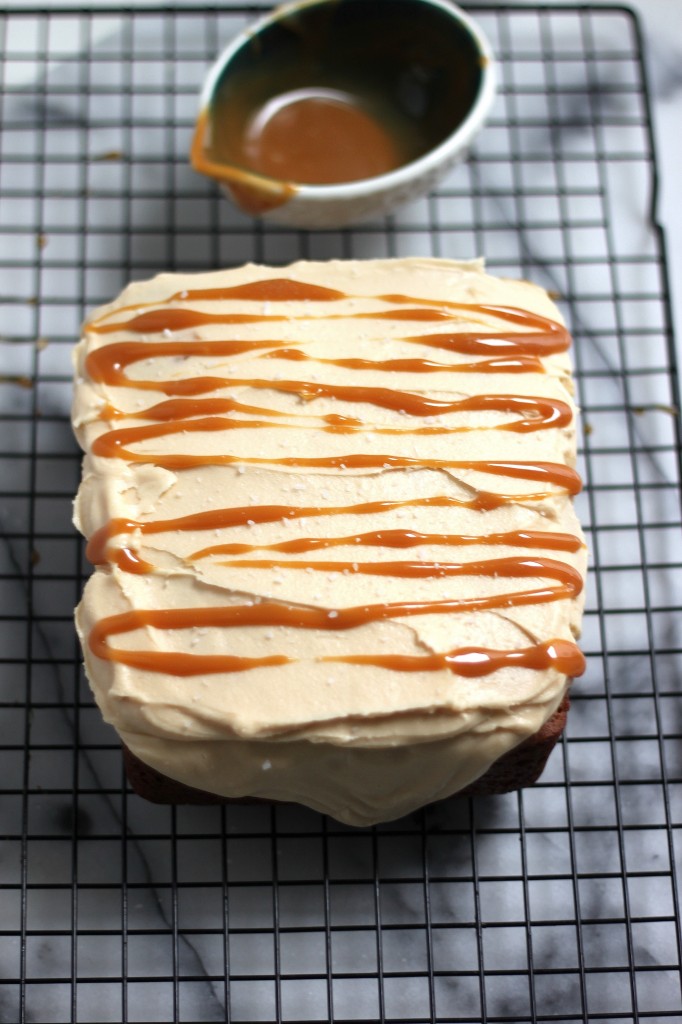 Brown Butter Eggnog Pound Cake with Salted Caramel Buttercream