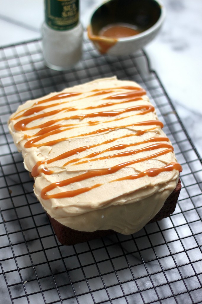 Brown Butter Eggnog Pound Cake with Salted Caramel Buttercream