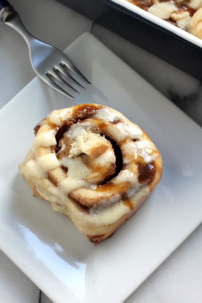 Eggnog Tiramisu Cinnamon Rolls with Kahlua Coffee Caramel Drizzle