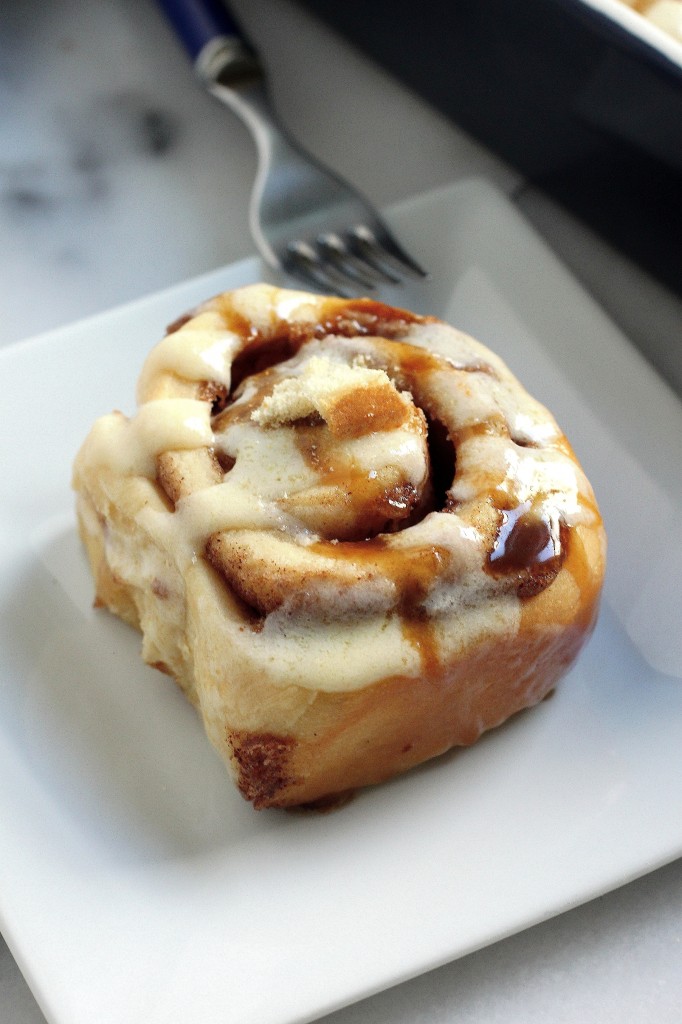 Eggnog Tiramisu Cinnamon Rolls with Kahlua Coffee Caramel Drizzle