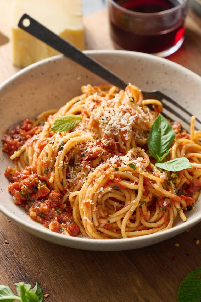 Spaghetti with Fra Diavolo Sauce - Baker by Nature