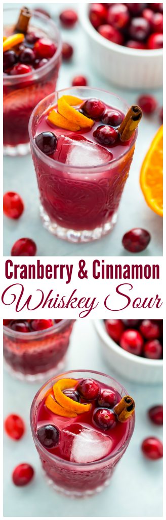 Treat yourself to a Cranberry Cinnamon Whiskey Sour this holiday season!