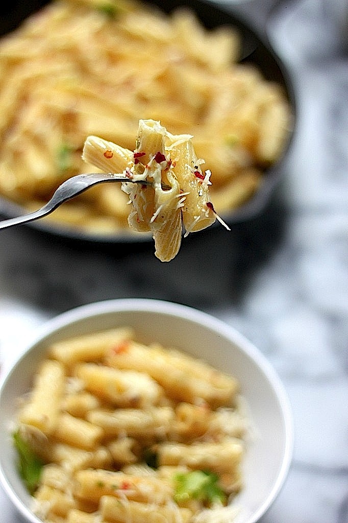 Roasted Garlic and Lemon Rigatoni with Brown Butter and Gruyere