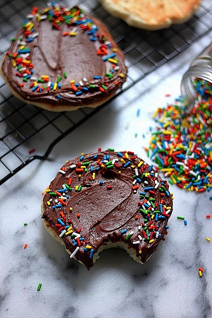 Giant Yellow Birthday Cake Cookies with Chocolate Nutella Buttercream Frosting