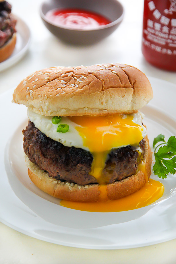 Sriracha and Cheddar "Jucy Lucy" Burgers make an exciting meal any night of the week!