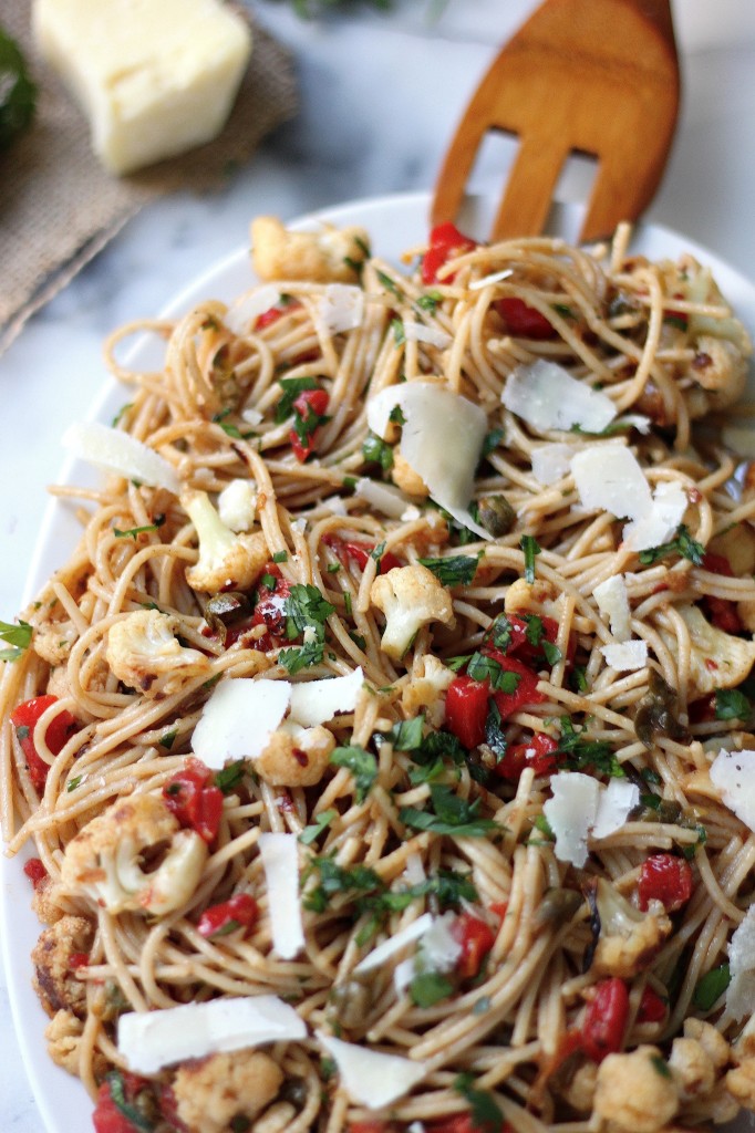 Roasted Cauliflower Pasta with Anchovy Garlic Sauce 