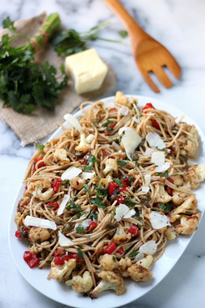 Roasted Cauliflower Pasta with Anchovy Garlic Sauce 