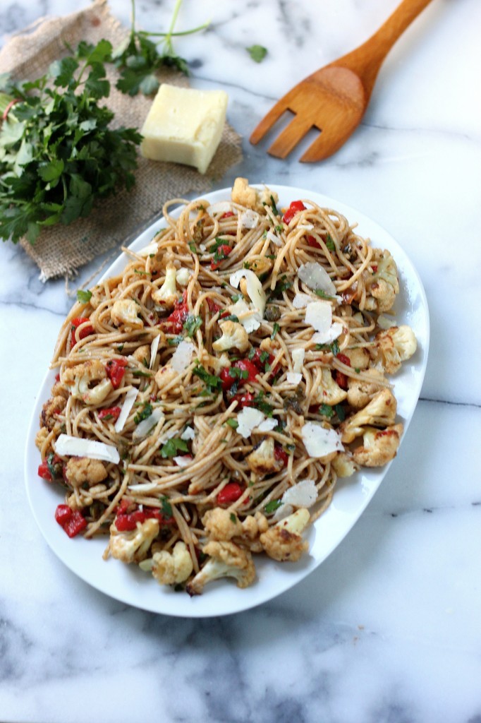 Roasted Cauliflower Pasta with Anchovy Garlic Sauce 