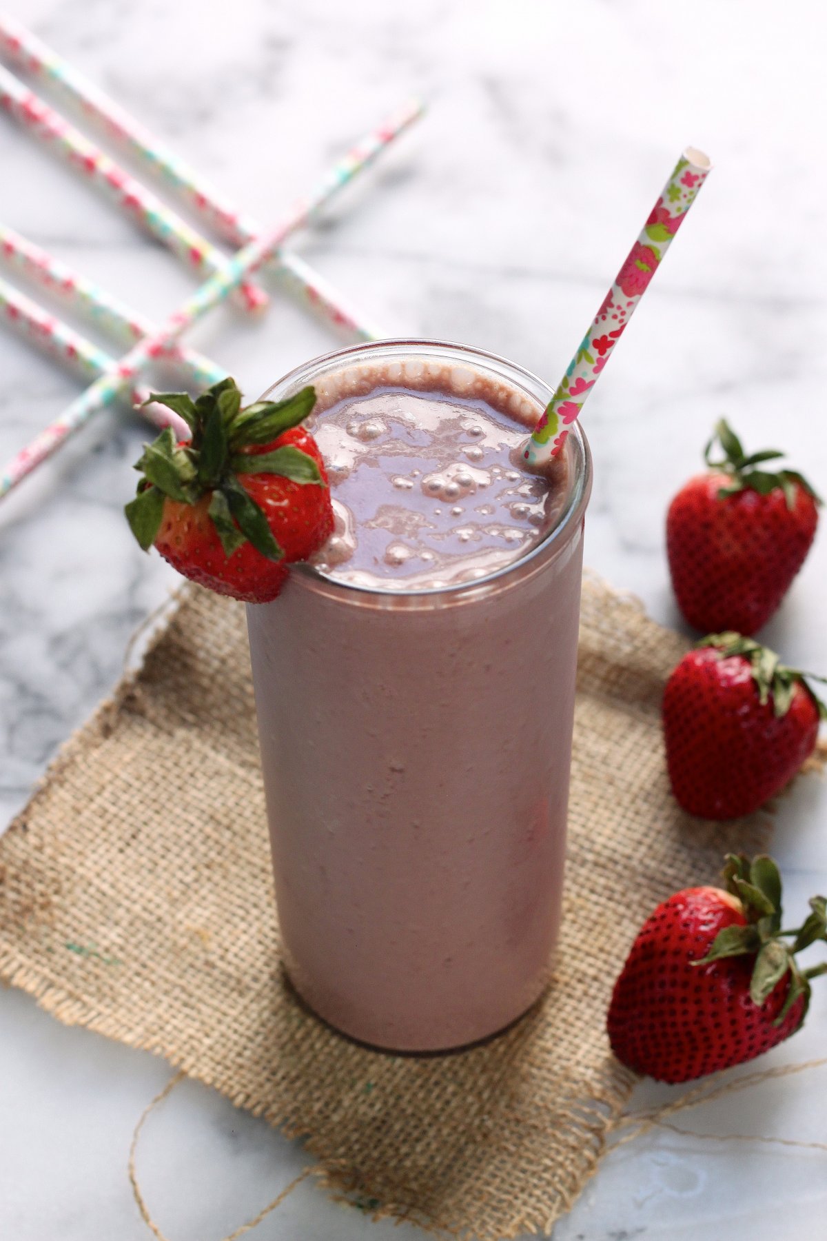 Strawberry Spinach Smoothies - Baker by Nature