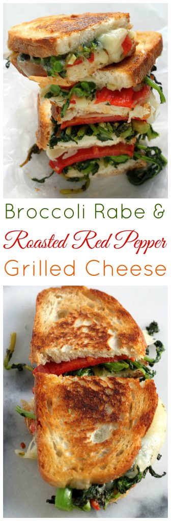 Roasted Red Pepper, Provolone, and Broccoli Rabe Grilled Cheese! Ready FAST and so delicious.